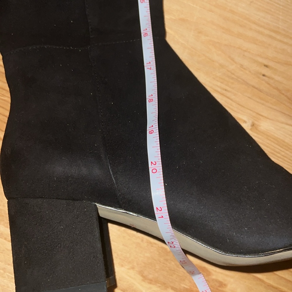 HALOGEN Black Suede Leather Over The Knee Block Heel Boots 6.5 M - Picture 3 of 8